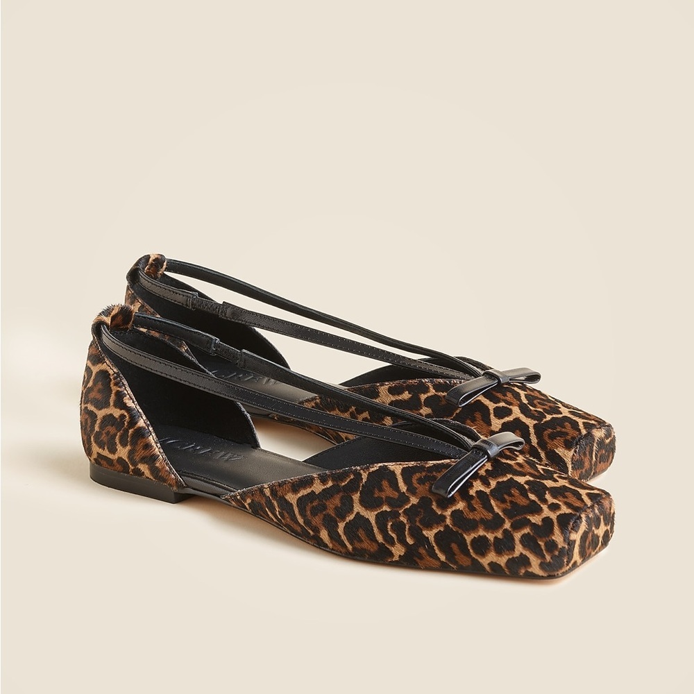 J Crew used Quinn cutout ballet flats in leopard-print calf hair CP062